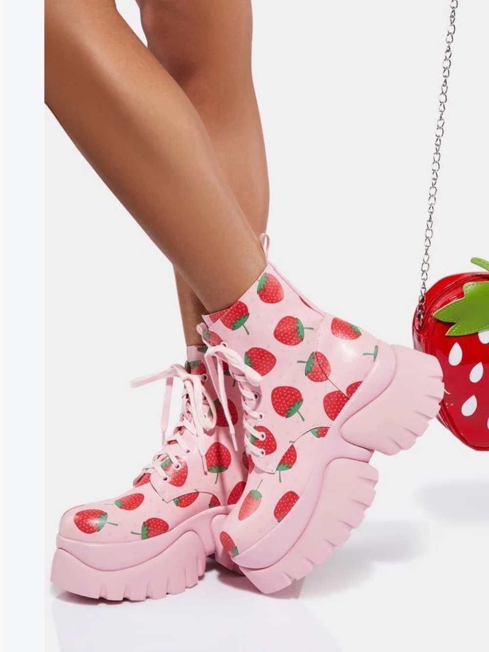 Koi Footwear Strawberry Shortcake Pink Vilun Platform Boots size 6